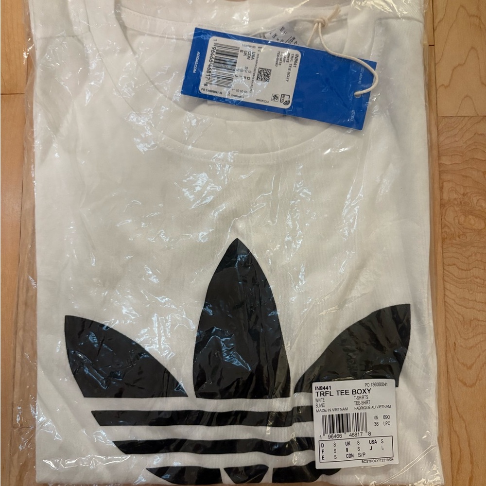 Adidas White Tee with Black Trefoil Logo